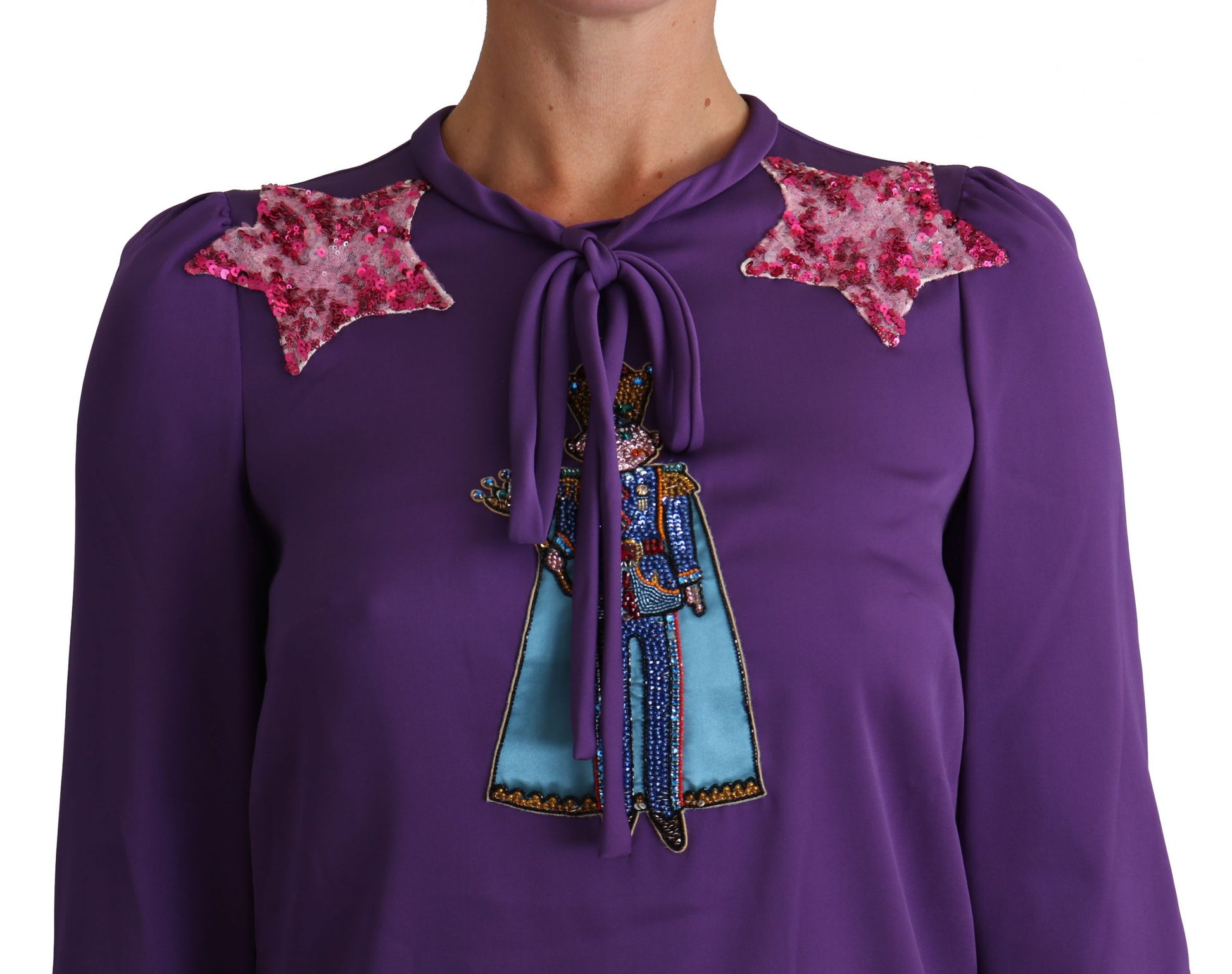 Dolce & Gabbana Purple Blouse Prince  Fairy Tale Embellished  Top - Whispers Of Wisdom Clothing