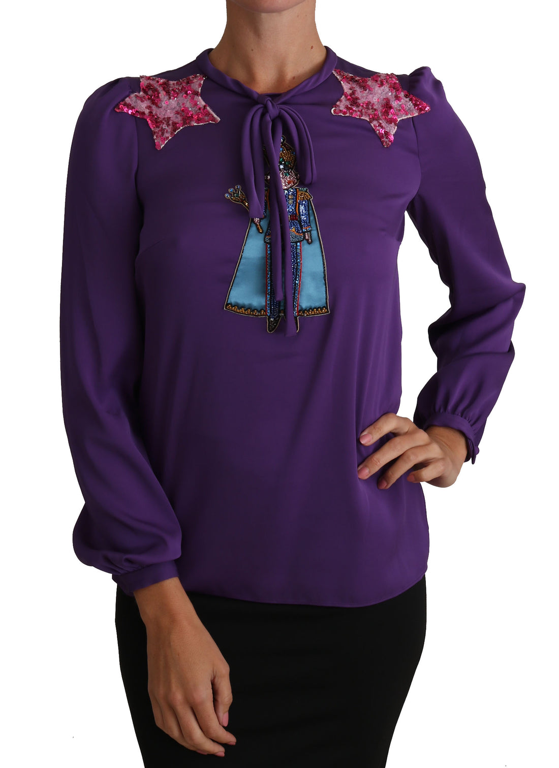 Dolce & Gabbana Purple Blouse Prince  Fairy Tale Embellished  Top - Whispers Of Wisdom Clothing
