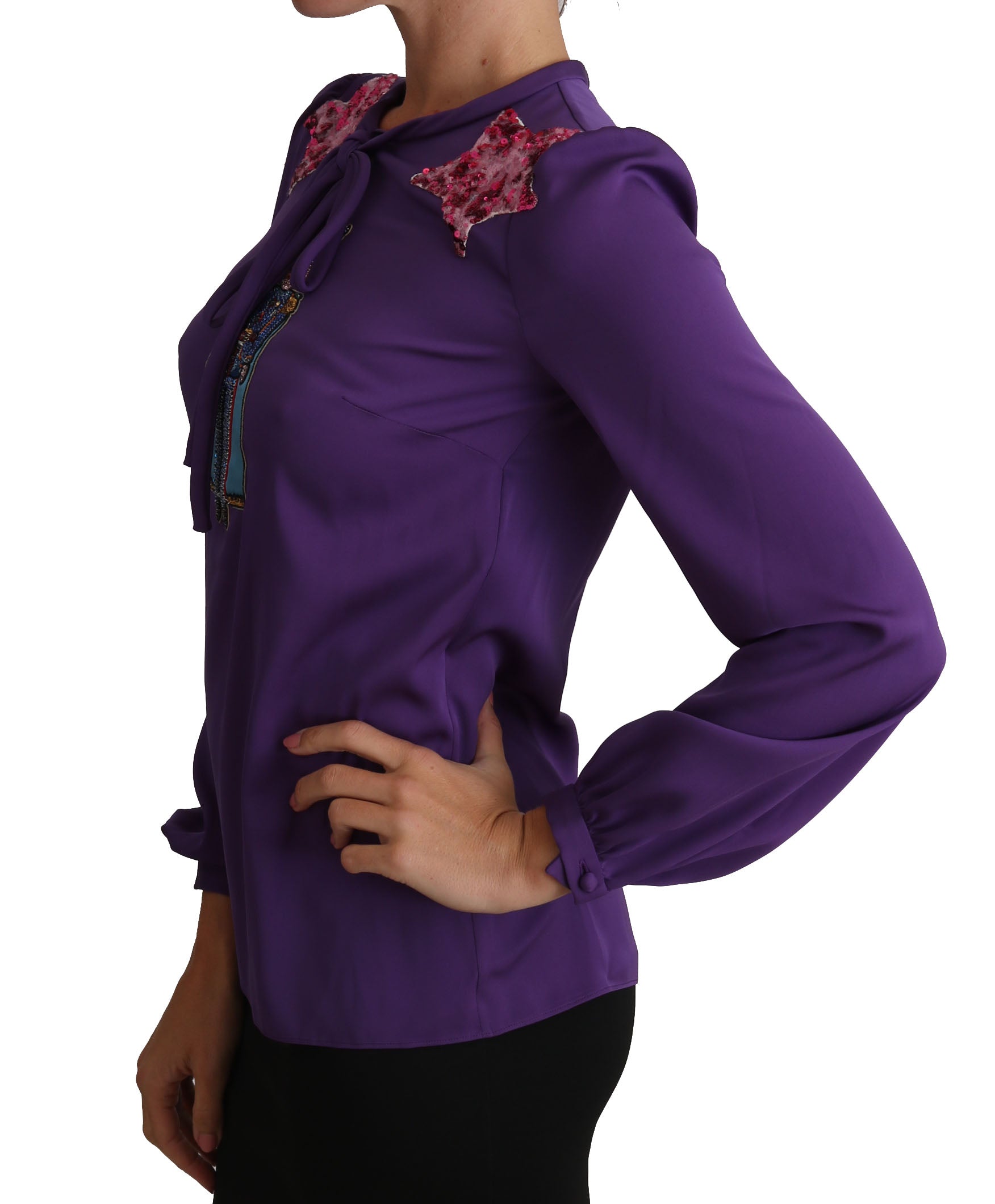 Dolce & Gabbana Purple Blouse Prince  Fairy Tale Embellished  Top - Whispers Of Wisdom Clothing