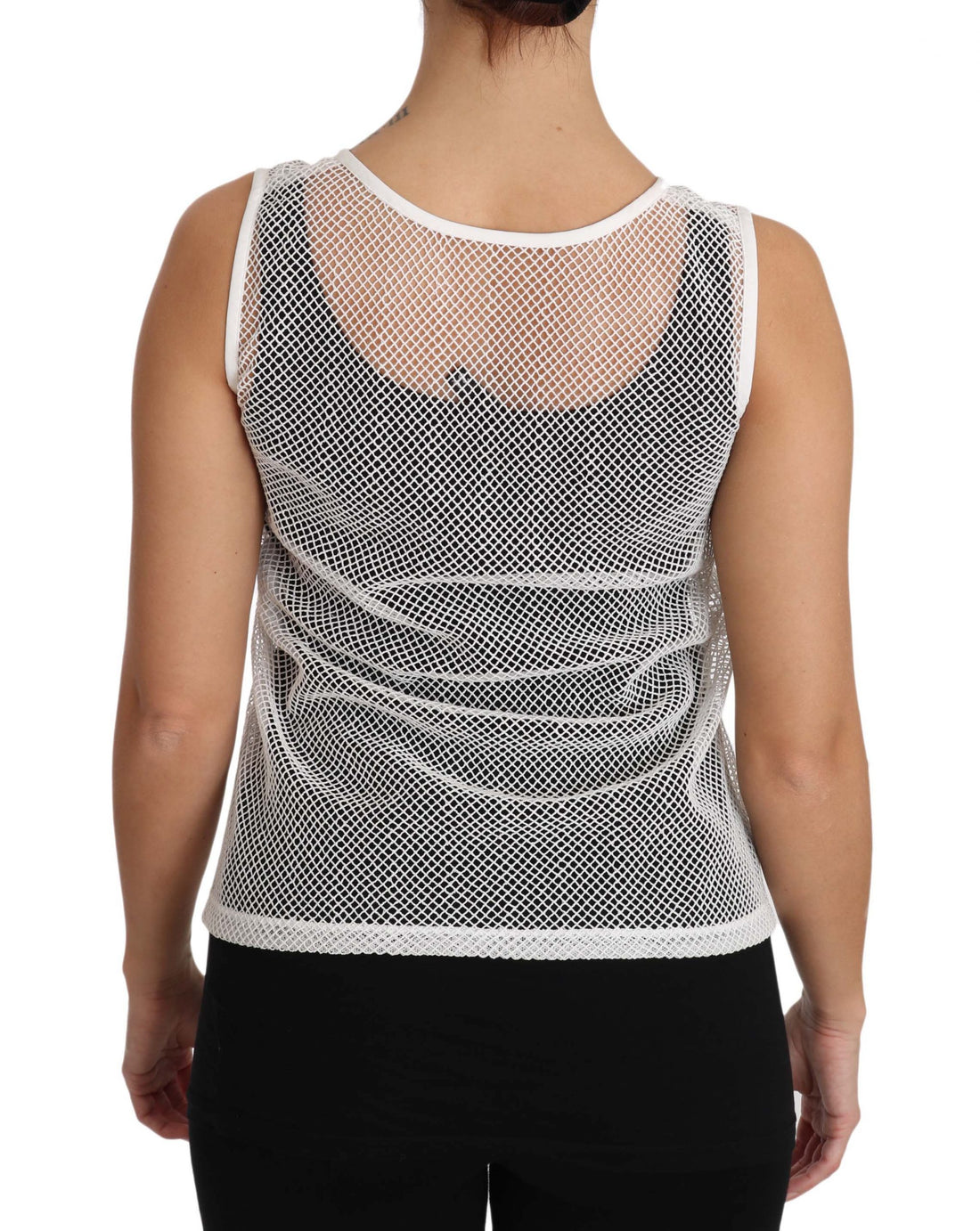 Dolce & Gabbana White Net  Transparent Sleeveless Tank Top - Whispers Of Wisdom Clothing