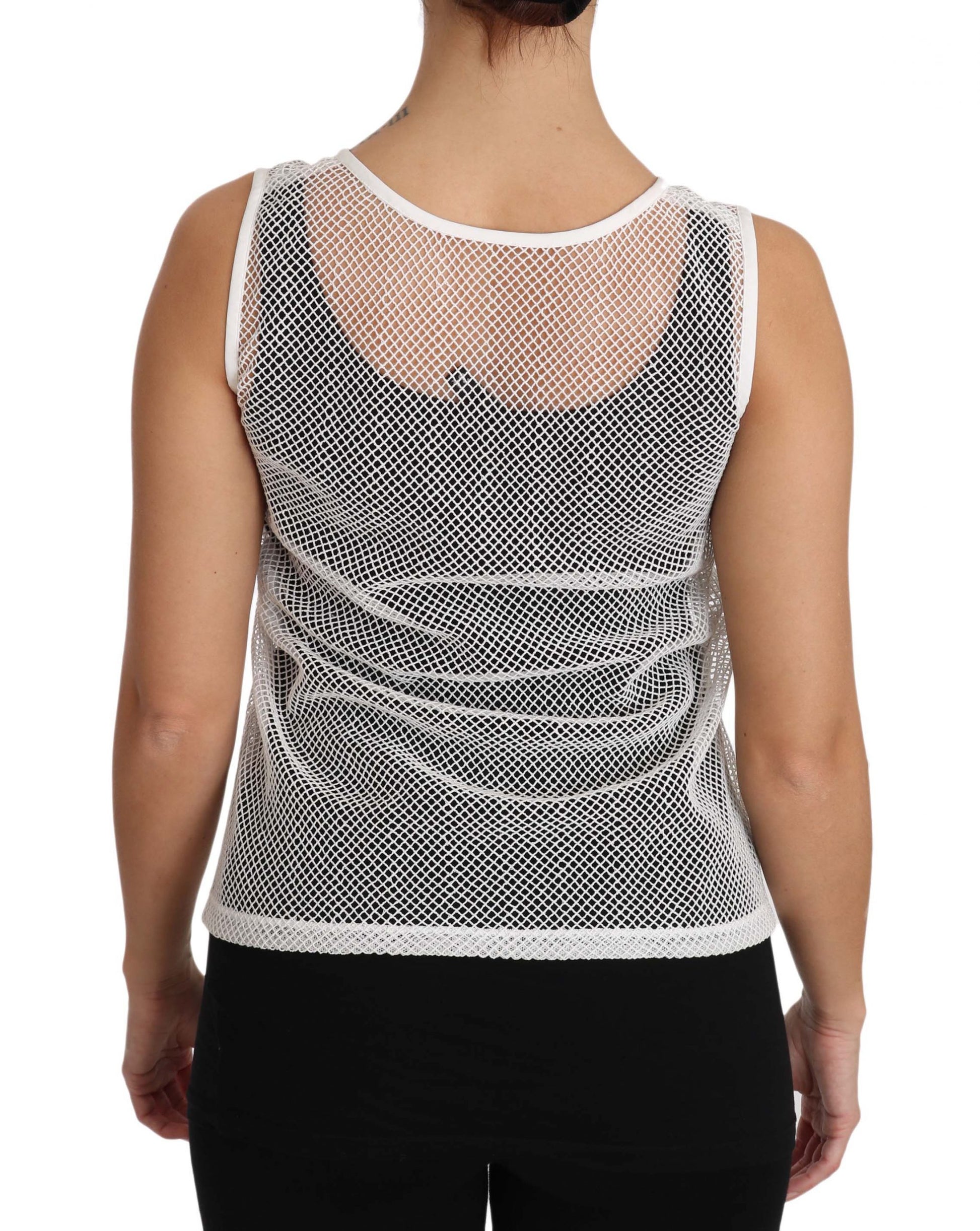 Dolce & Gabbana White Net  Transparent Sleeveless Tank Top - Whispers Of Wisdom Clothing