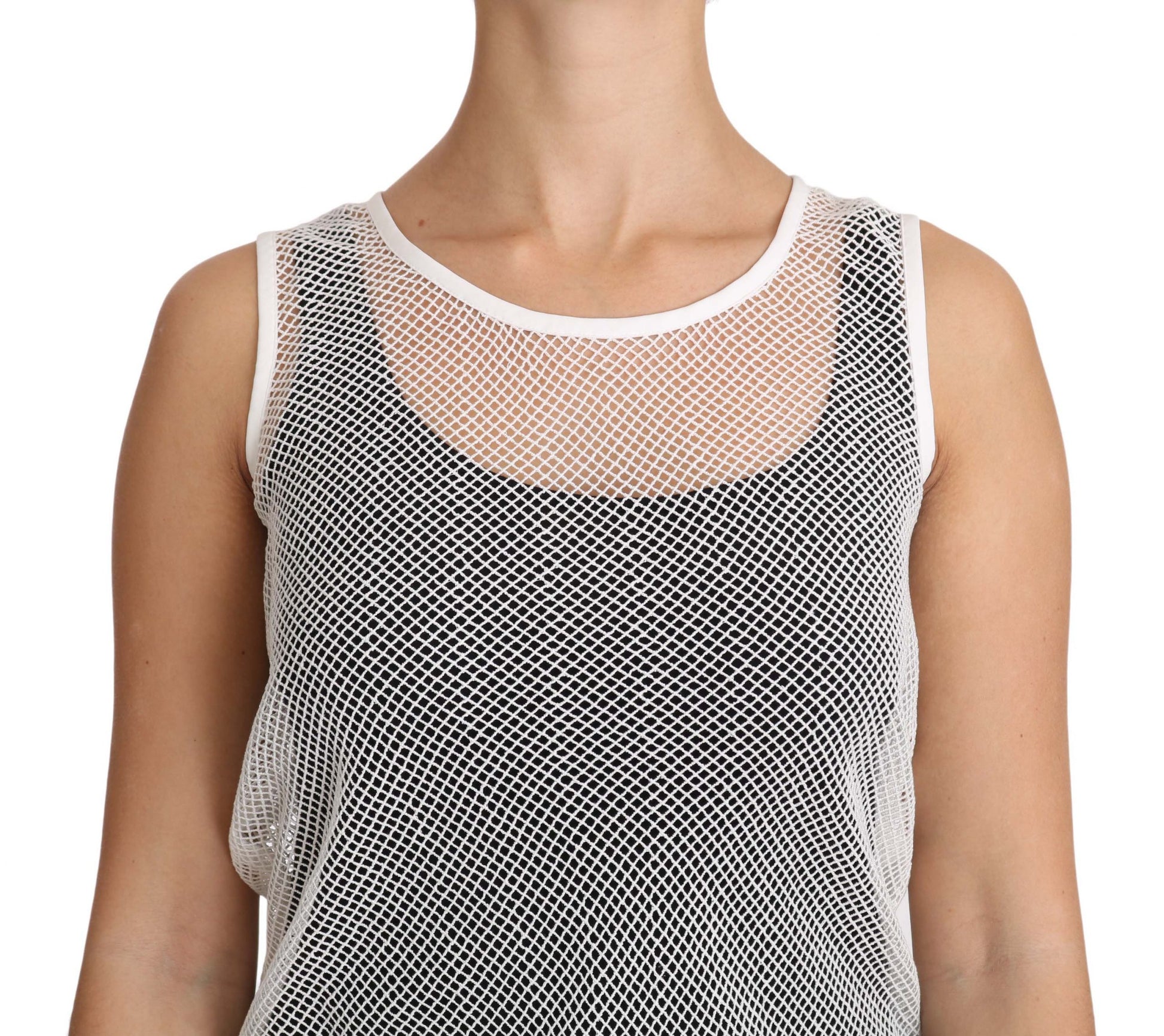 Dolce & Gabbana White Net  Transparent Sleeveless Tank Top - Whispers Of Wisdom Clothing