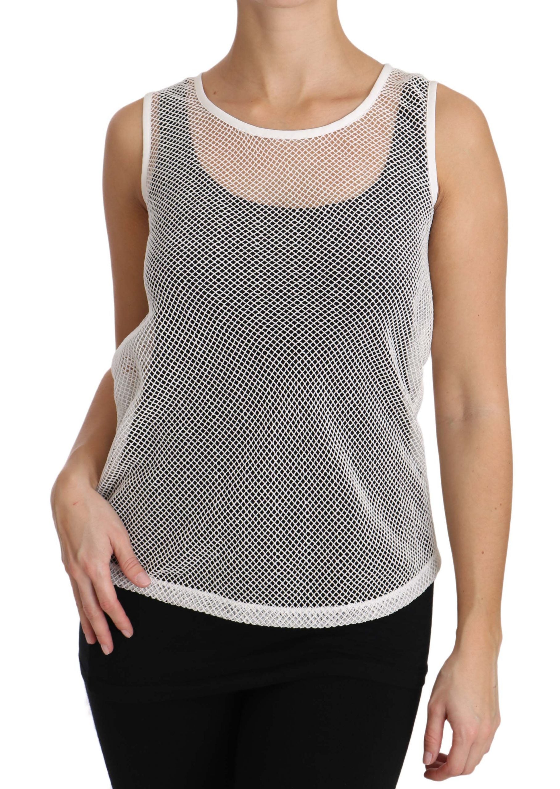 Dolce & Gabbana White Net  Transparent Sleeveless Tank Top - Whispers Of Wisdom Clothing
