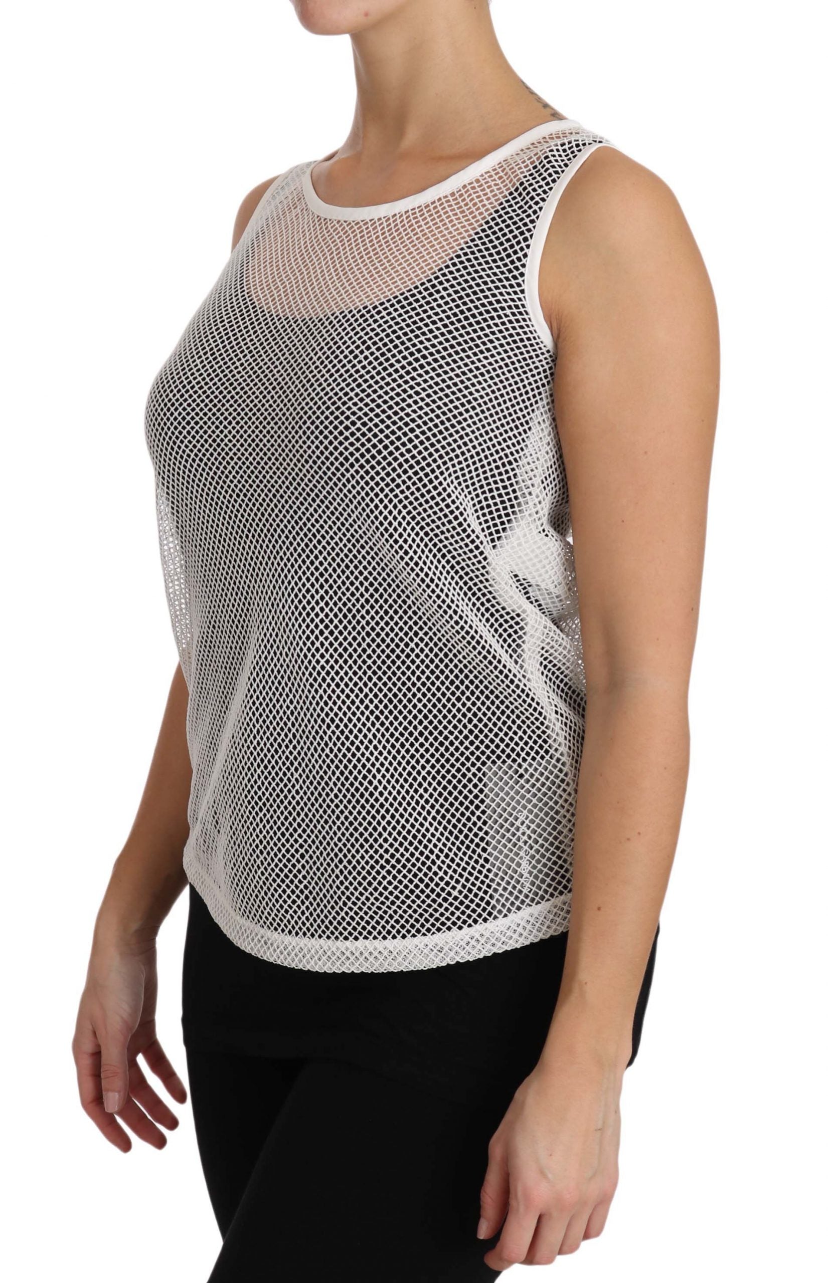 Dolce & Gabbana White Net  Transparent Sleeveless Tank Top - Whispers Of Wisdom Clothing