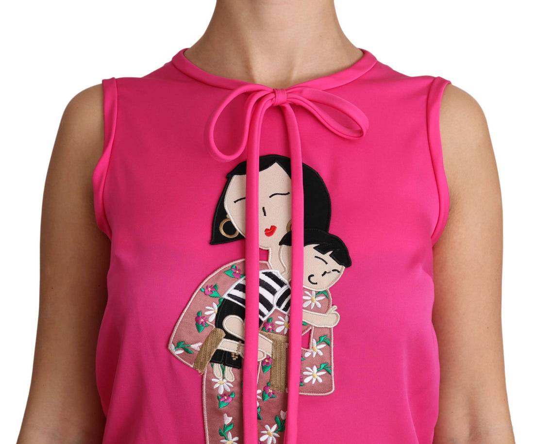 Dolce & Gabbana Pink Family Silk Tank  Mama Blouse Top Shirt - Whispers Of Wisdom Clothing