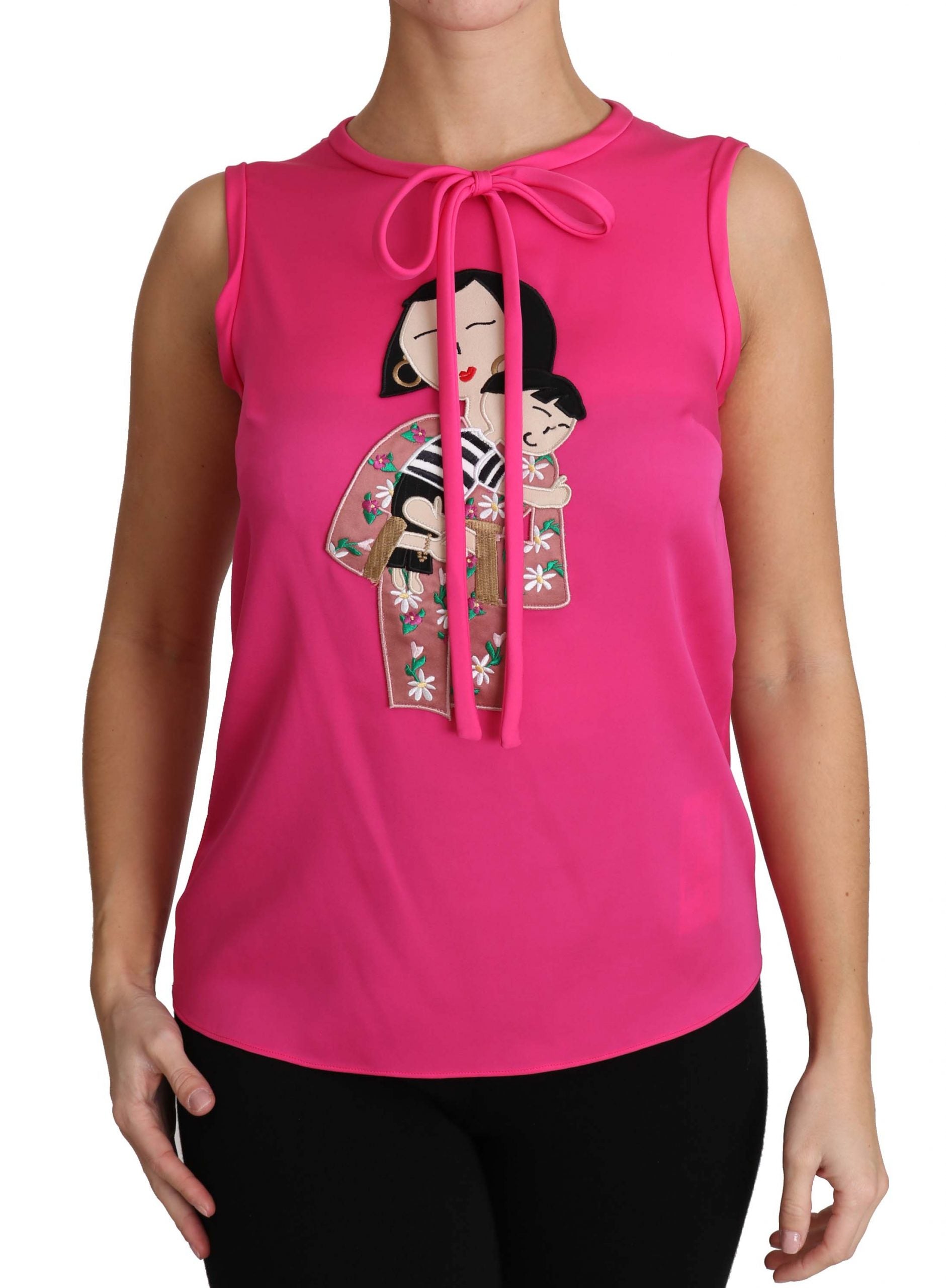 Dolce & Gabbana Pink Family Silk Tank  Mama Blouse Top Shirt - Whispers Of Wisdom Clothing