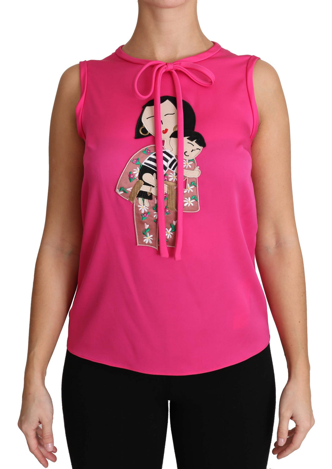 Dolce & Gabbana Pink Family Silk Tank  Mama Blouse Top Shirt - Whispers Of Wisdom Clothing