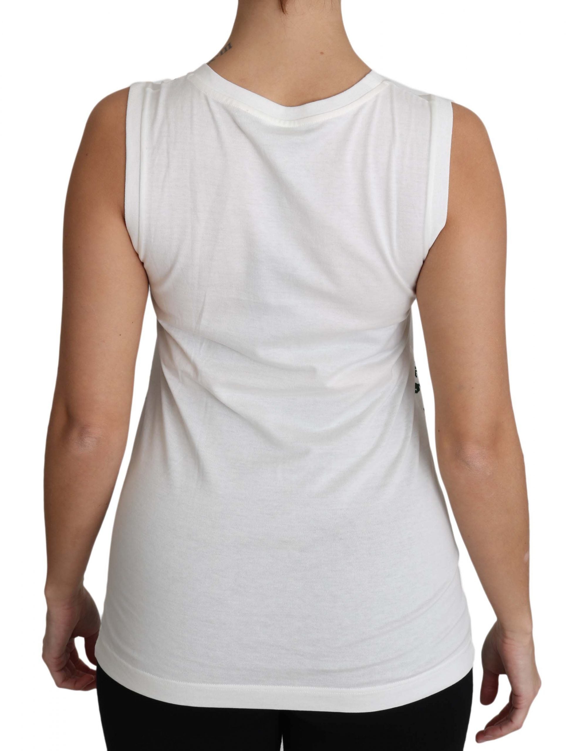 Dolce & Gabbana White Cotton #dgfamily Sleeveless Shirt Tank Top - Whispers Of Wisdom Clothing