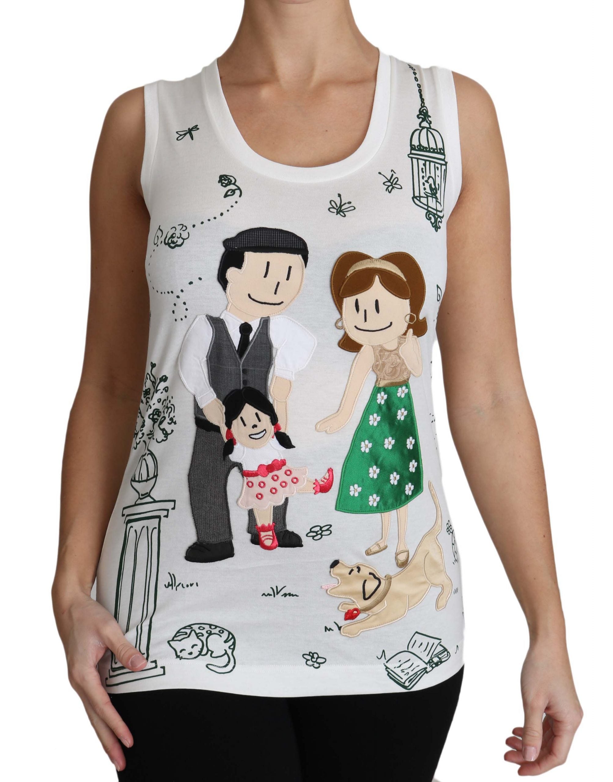 Dolce & Gabbana White Cotton #dgfamily Sleeveless Shirt Tank Top - Whispers Of Wisdom Clothing