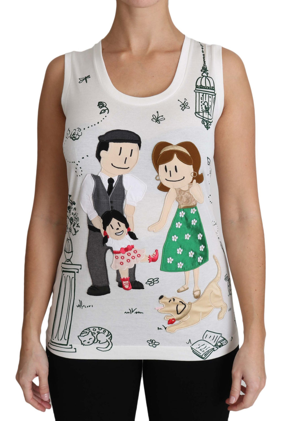 Dolce & Gabbana White Cotton #dgfamily Sleeveless Shirt Tank Top - Whispers Of Wisdom Clothing