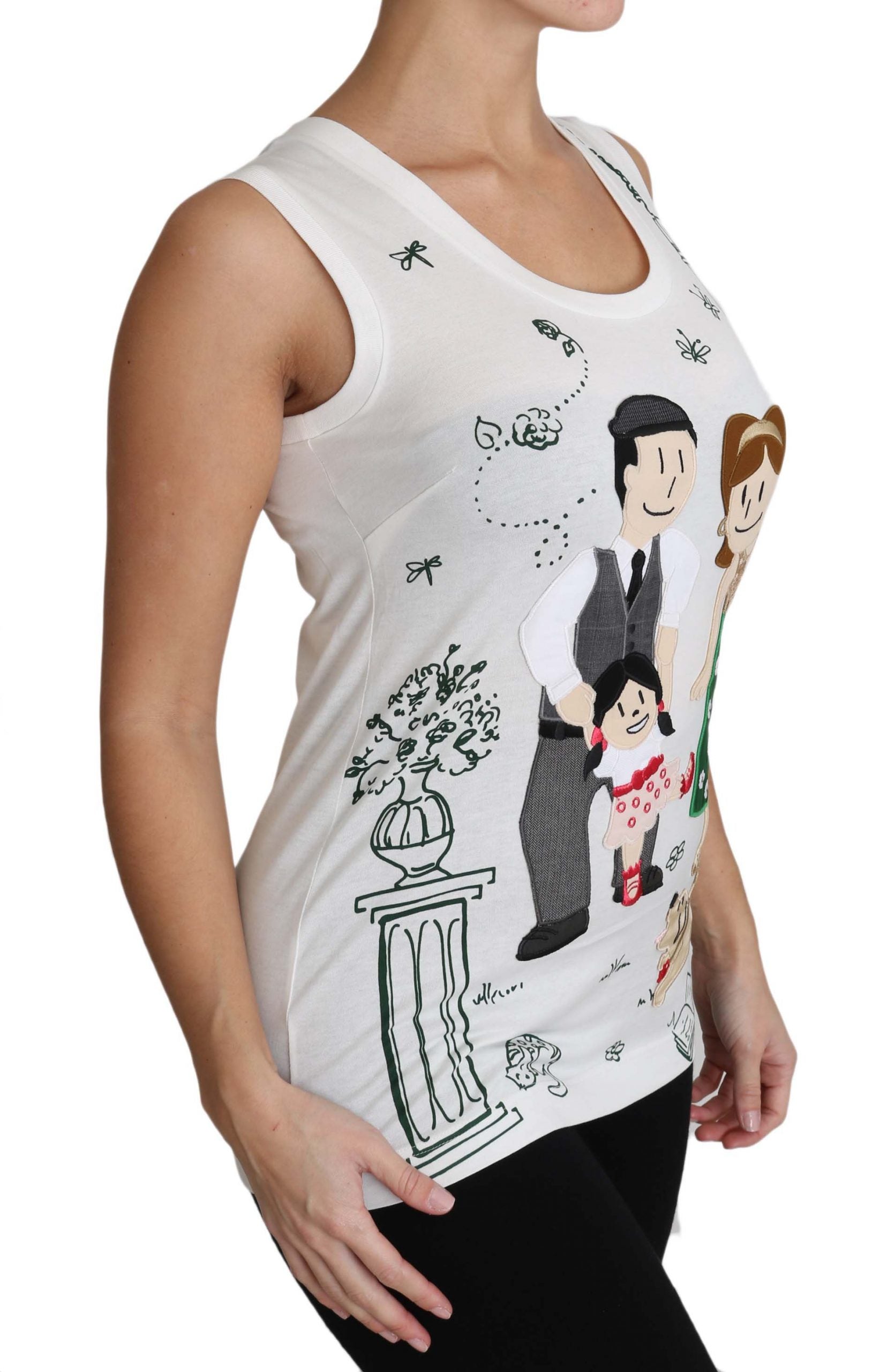 Dolce & Gabbana White Cotton #dgfamily Sleeveless Shirt Tank Top - Whispers Of Wisdom Clothing
