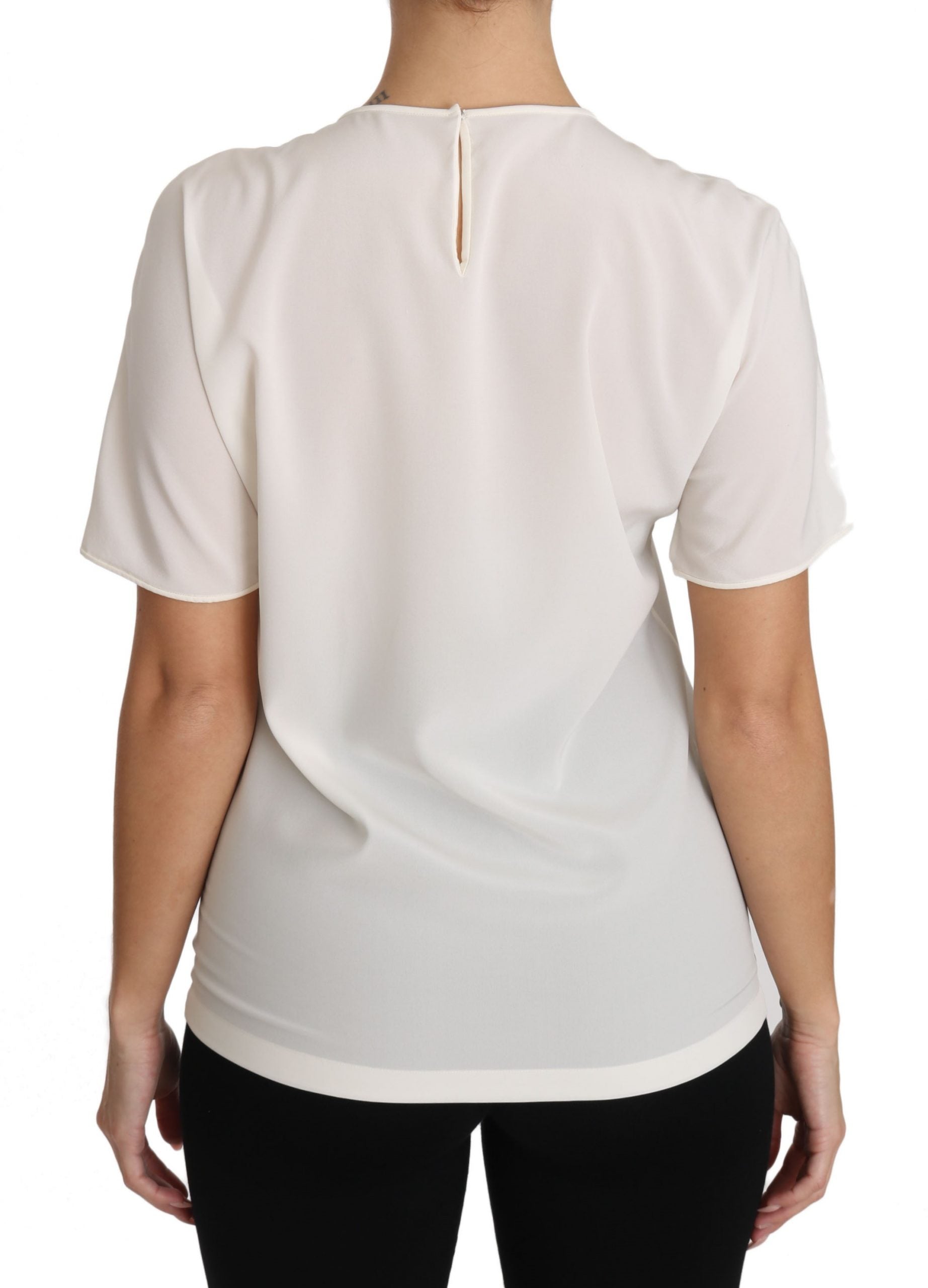 Dolce & Gabbana White Silk Stretch #dgfamily T-shirt - Whispers Of Wisdom Clothing