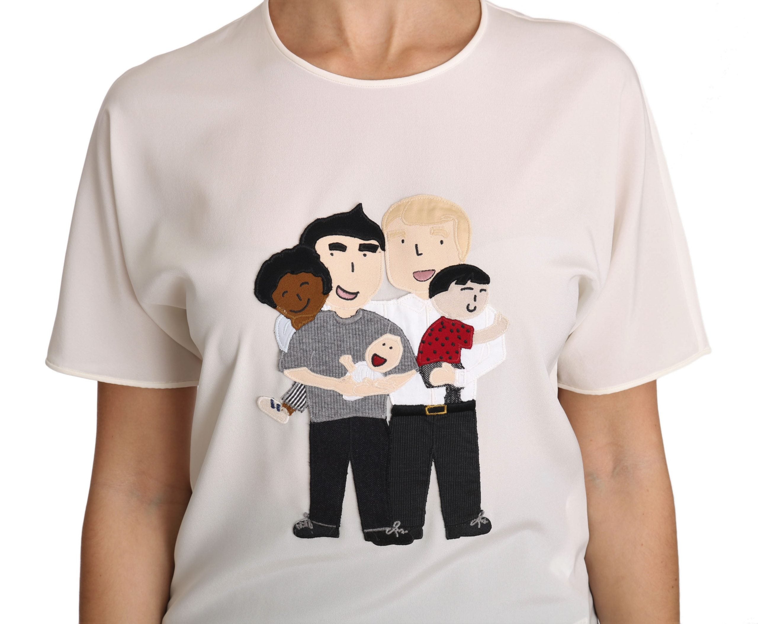 Dolce & Gabbana White Silk Stretch #dgfamily T-shirt - Whispers Of Wisdom Clothing