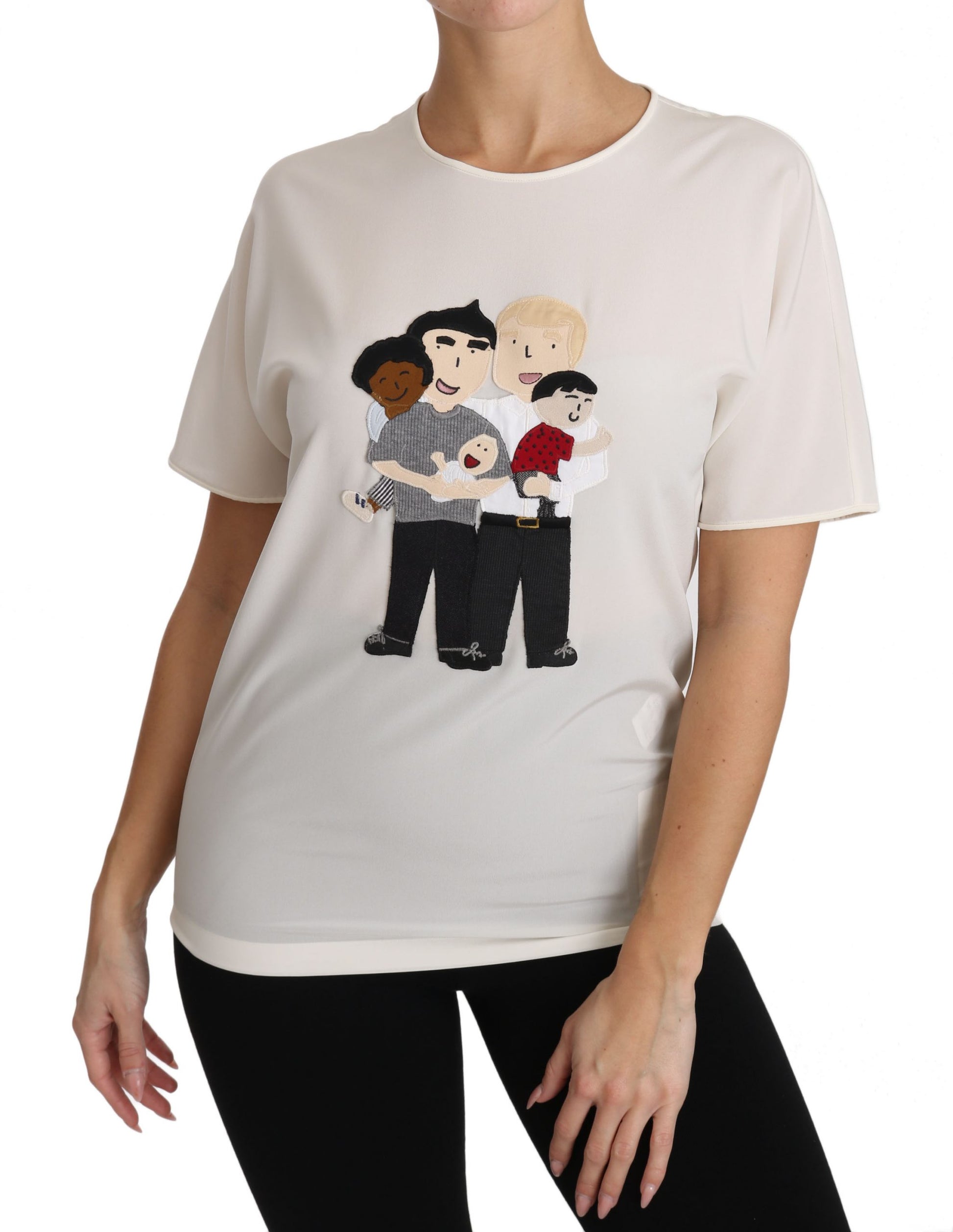 Dolce & Gabbana White Silk Stretch #dgfamily T-shirt - Whispers Of Wisdom Clothing