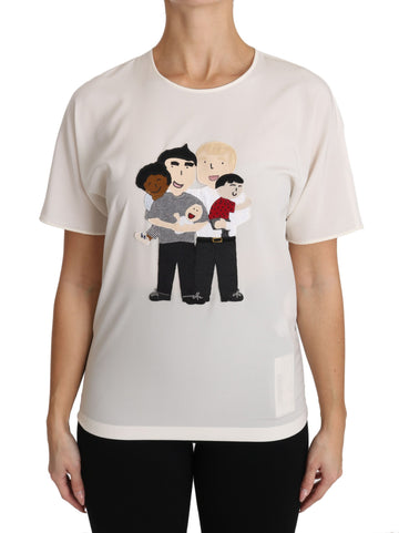 Dolce & Gabbana White Silk Stretch #dgfamily T-shirt - Whispers Of Wisdom Clothing