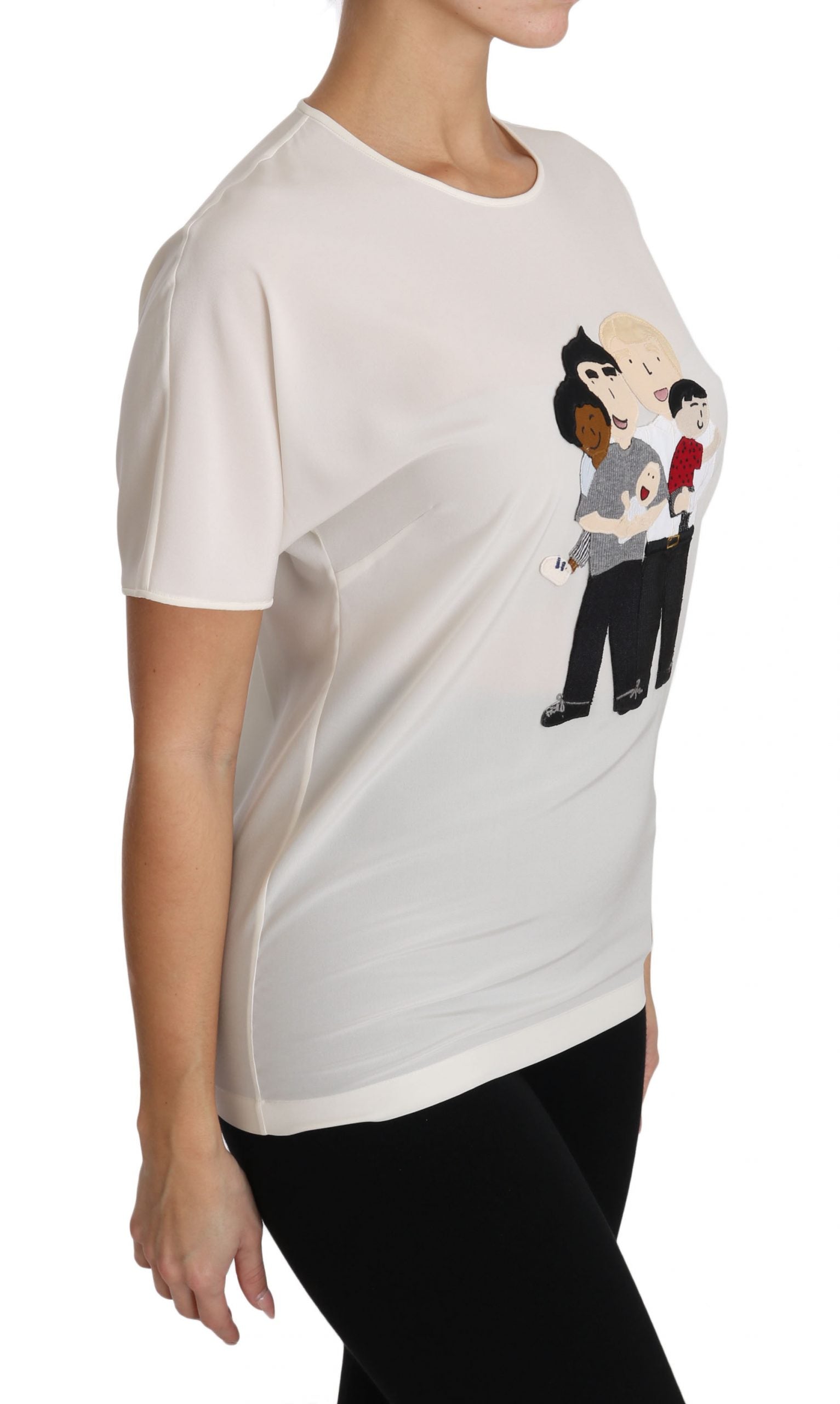 Dolce & Gabbana White Silk Stretch #dgfamily T-shirt - Whispers Of Wisdom Clothing