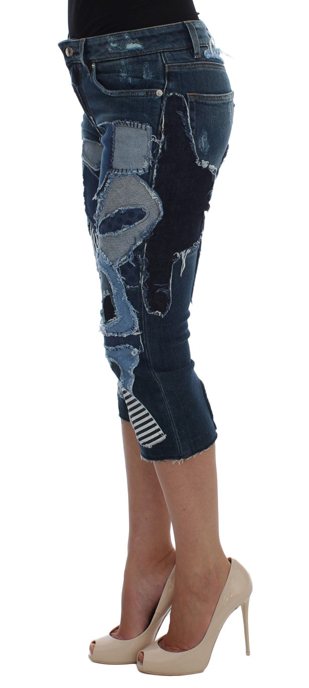 Dolce & Gabbana Stretch Blue Patchwork Jeans Shorts - Whispers Of Wisdom Clothing