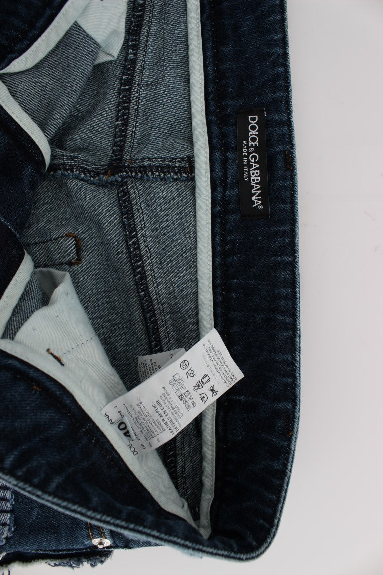 Dolce & Gabbana Stretch Blue Patchwork Jeans Shorts - Whispers Of Wisdom Clothing