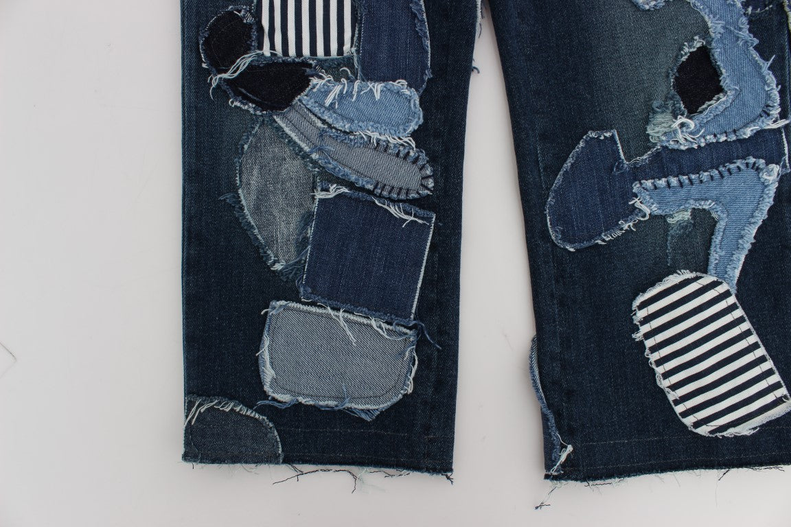 Dolce & Gabbana Stretch Blue Patchwork Jeans Shorts - Whispers Of Wisdom Clothing