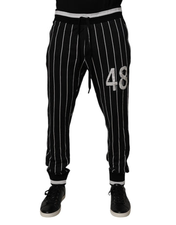 Dolce & Gabbana Black White Stripes Jogger Sweatpants Pants