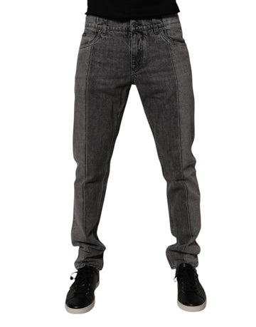 Dolce & Gabbana Two Tone Gray Cotton Denim Jeans