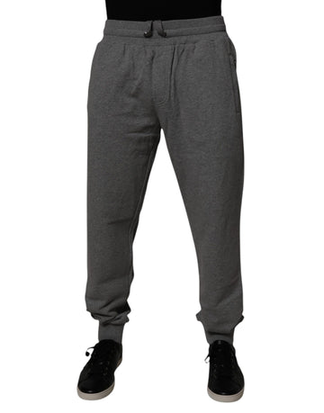Dolce & Gabbana Gray Logo Cotton Jogger Men Sweatpants Pants