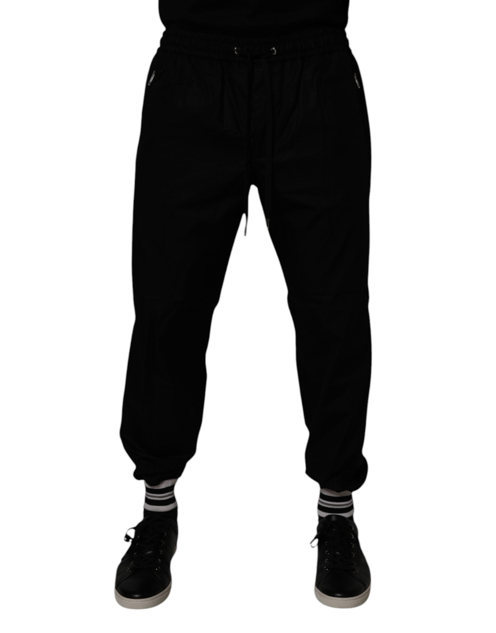 Dolce & Gabbana Black Cotton Men Jogger Sweatpants Pants