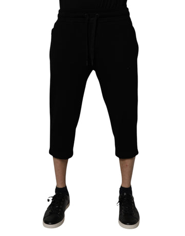 Dolce & Gabbana Black Cotton Blend Cropped Sweatpants Pants