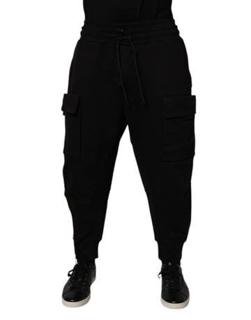 Dolce & Gabbana Black Cotton Men Cargo Jogger Sweatpants Pants