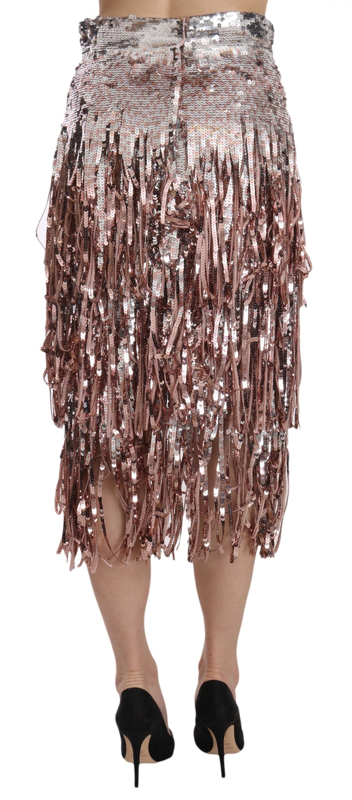 Dolce & Gabbana Sequin Embellished Fringe Midi Pencil Skirt - Whispers Of Wisdom Clothing