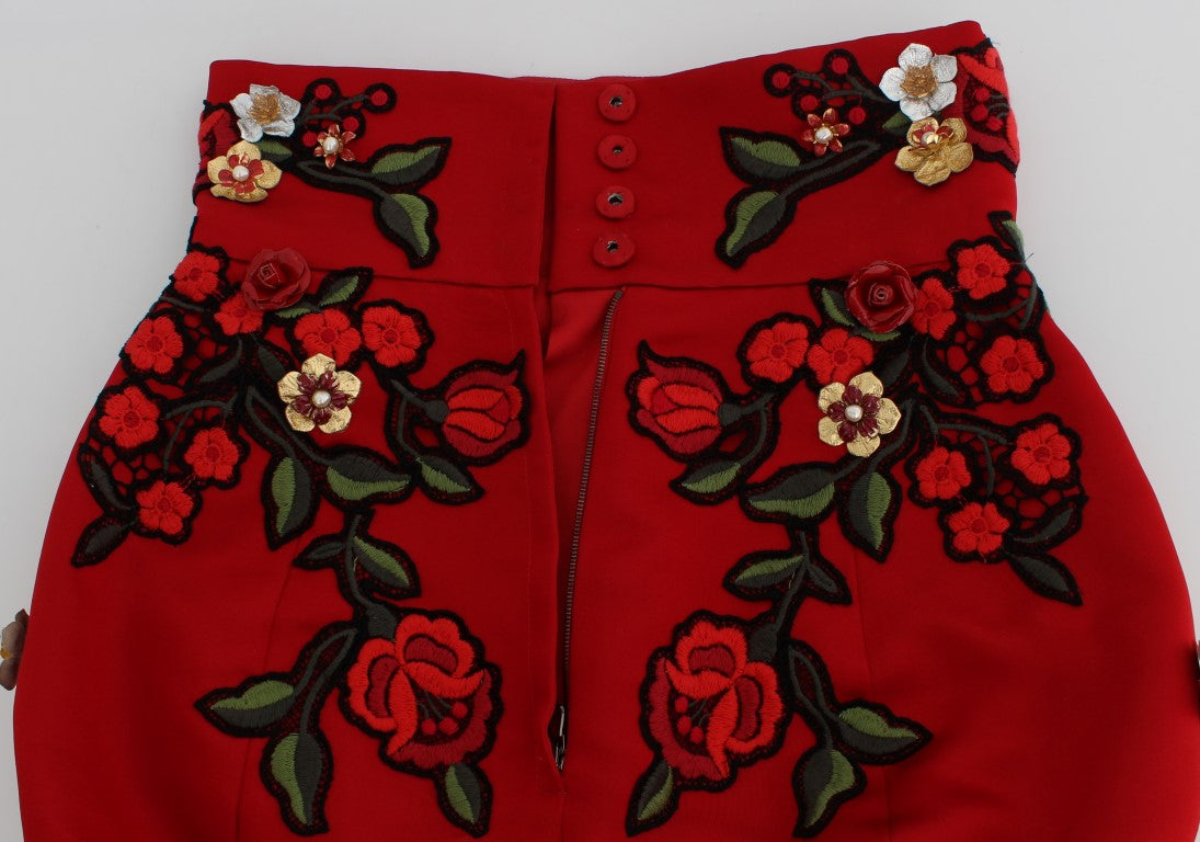 Dolce & Gabbana Red Silk Roses Sicily Shorts - Whispers Of Wisdom Clothing