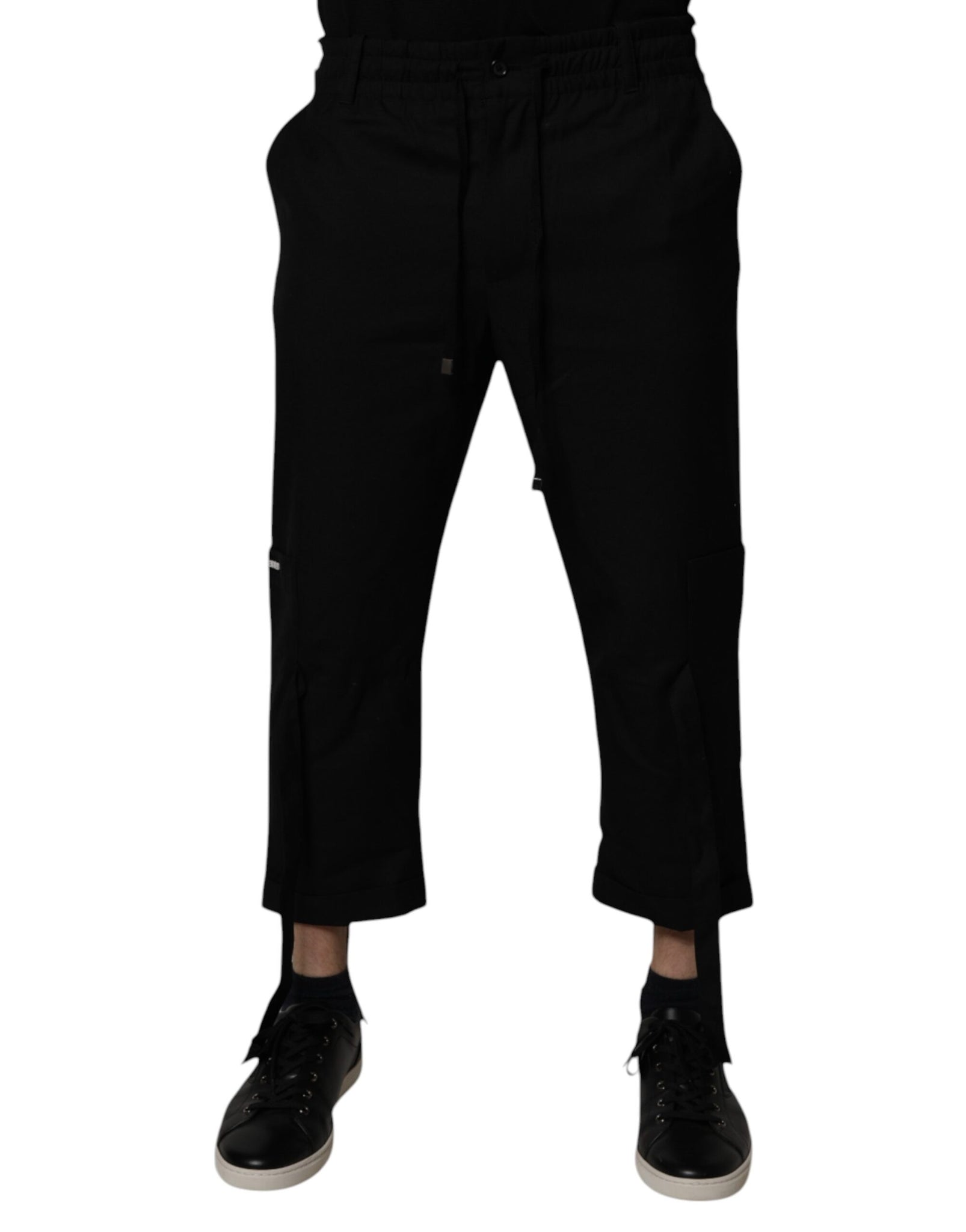 Dolce & Gabbana Black Polyester Men Cropped Pants