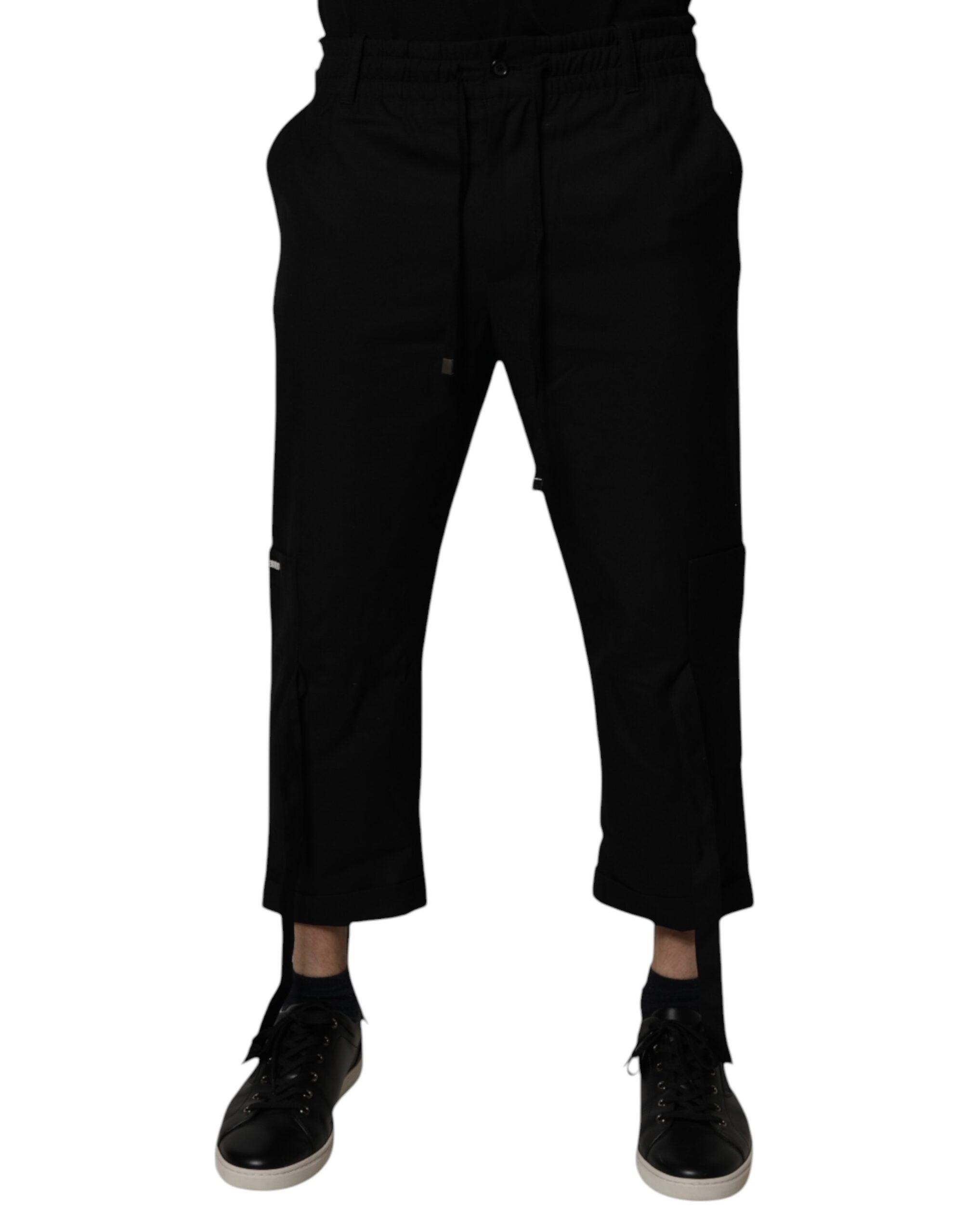 Dolce & Gabbana Black Polyester Men Cropped Pants