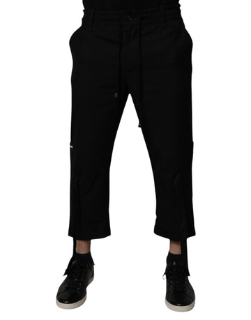 Dolce & Gabbana Black Polyester Men Cropped Pants