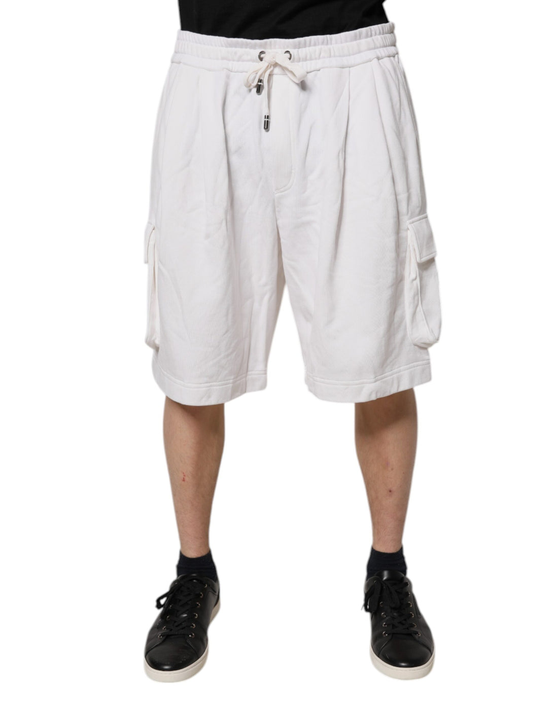 Dolce & Gabbana White Cotton Cargo Bermuda Sweatshorts Shorts