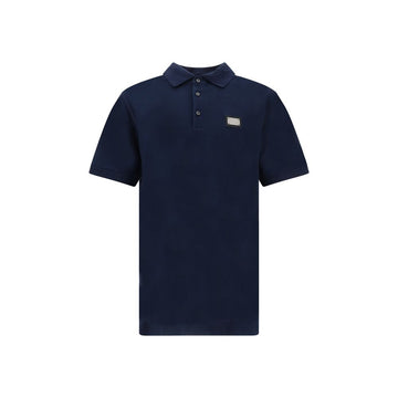 Dolce & Gabbana Blue Cotton Polo Shirt