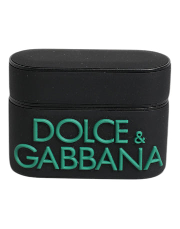 Dolce & Gabbana Black Orange Silicone Embossed Logo Airpods Case