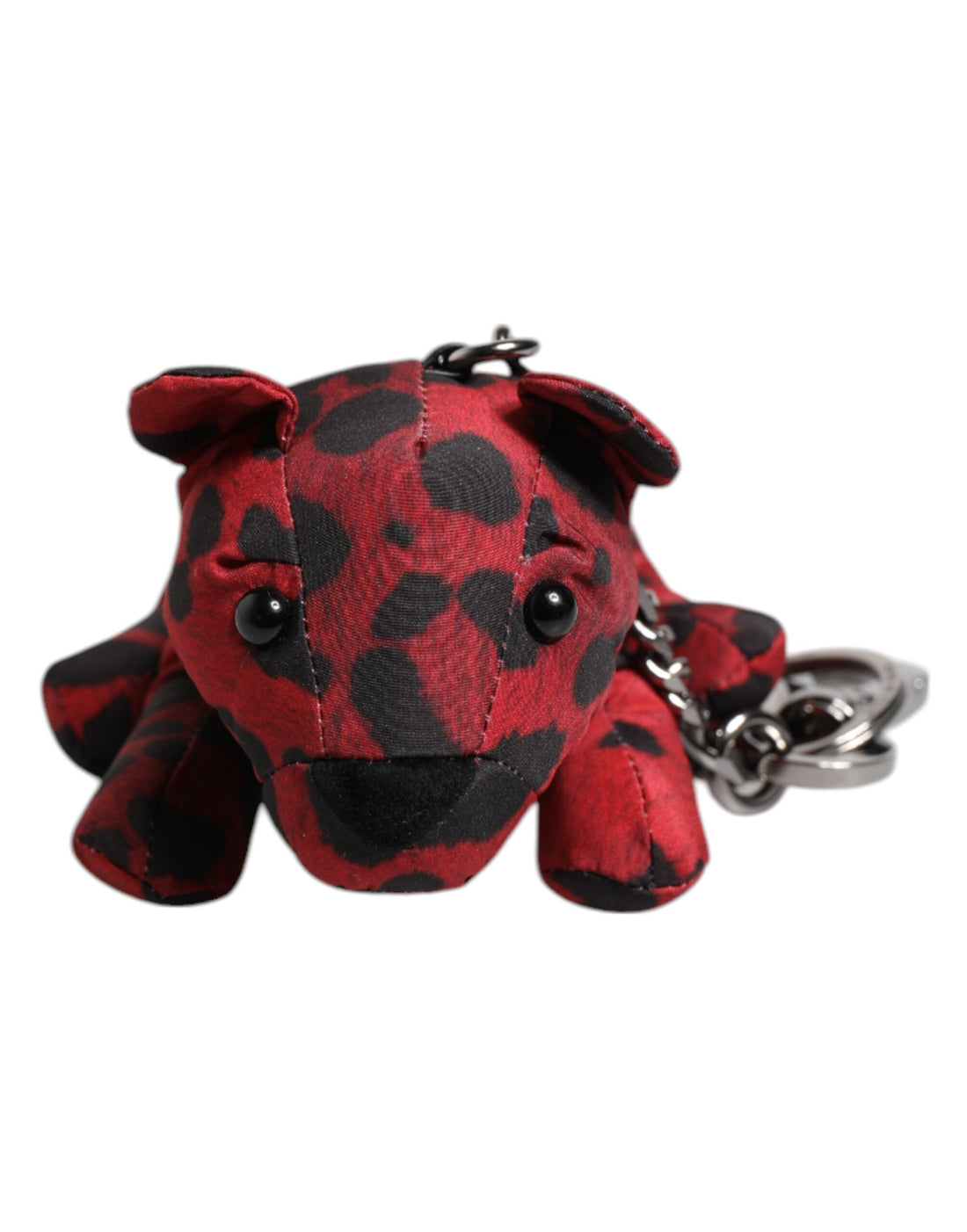 Dolce & Gabbana Red Black Polyester Animal Silhouette Keychain Keyring