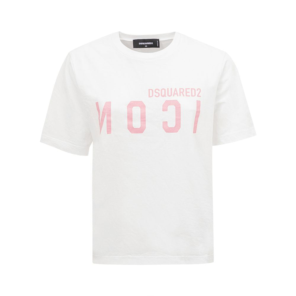 تي شيرت أبيض قطني أنيق من Dsquared² للنساء الأنيقات