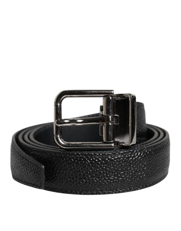 Dolce & Gabbana Black Calf Leather Classic Metal Buckle Belt