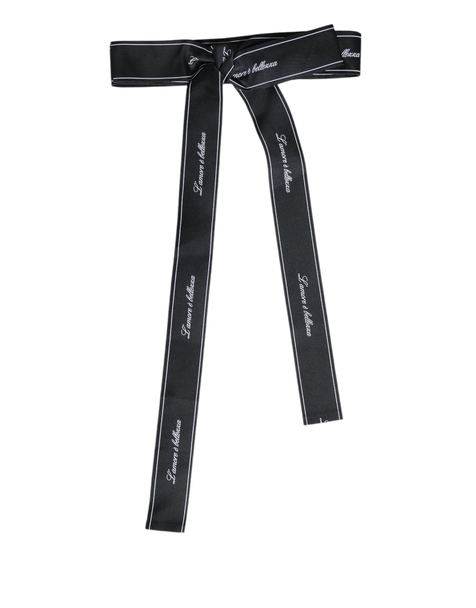 Dolce & Gabbana Black Waist Ribbon Wide Bow Logo Belt