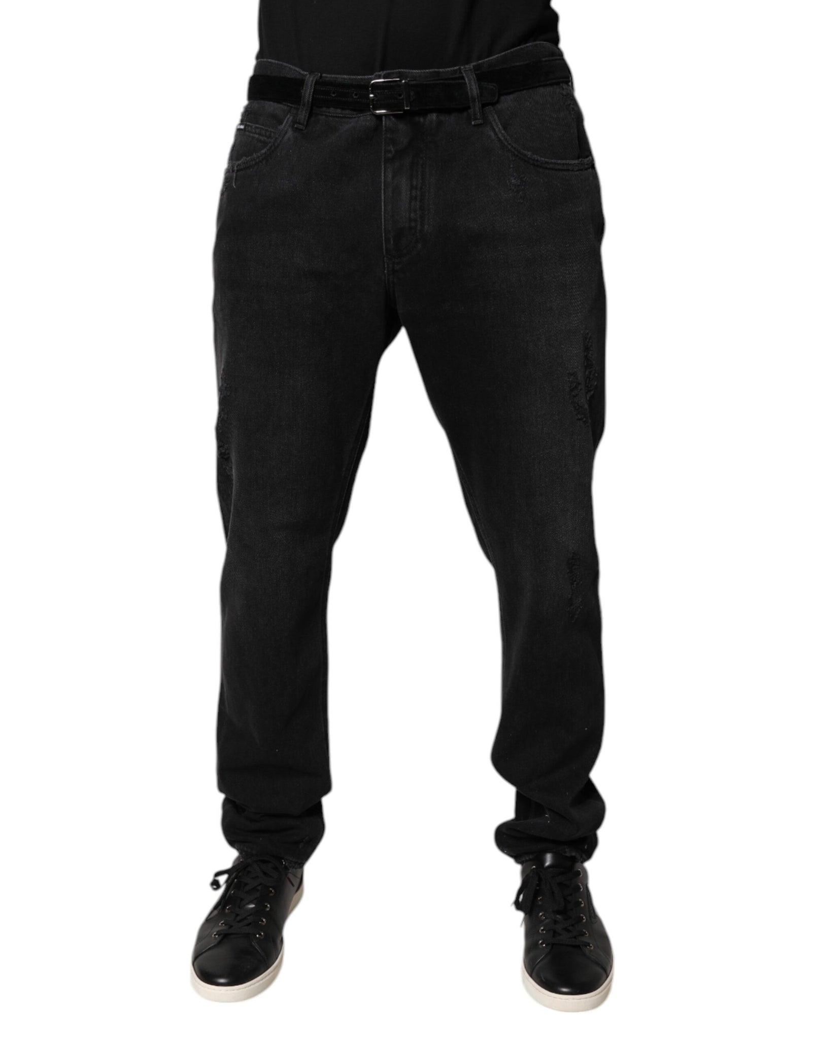 Dolce & Gabbana Black Cotton Skinny Men Denim Jeans