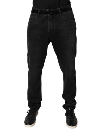 Dolce & Gabbana Black Cotton Skinny Men Denim Jeans