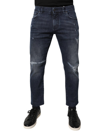 Dolce & Gabbana Blue Cotton Stretch Skinny Men Denim Jeans