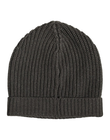 Dolce & Gabbana Dark Gray Cashmere Knit Winter Beanie Hat