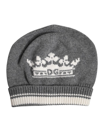 Dolce & Gabbana Gray Cashmere Knitted Winter Beanie Hat