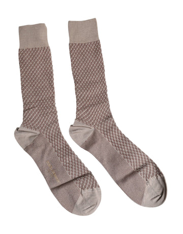 Dolce & Gabbana Brown Solid DG Logo Mid Calf Men Socks