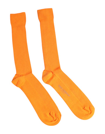 Dolce & Gabbana Orange Cotton Logo Over The Calf Socks