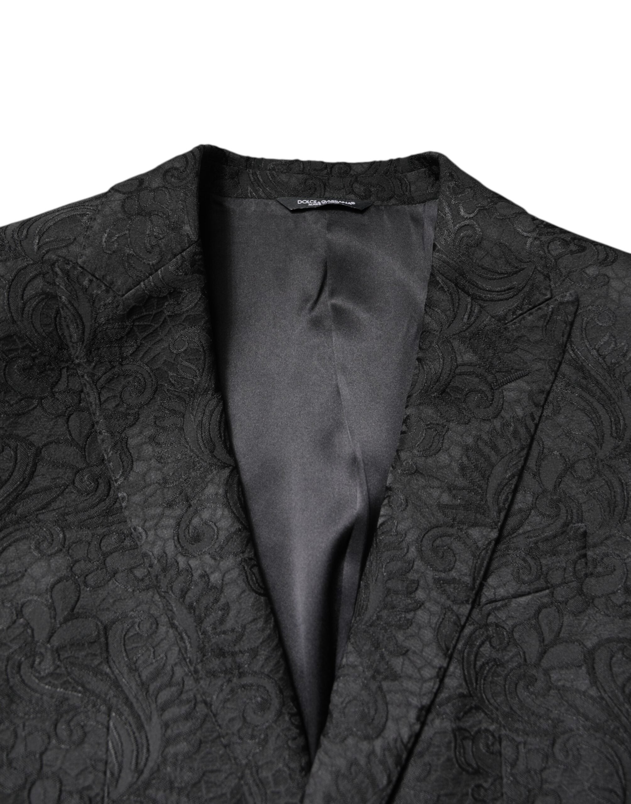 Dolce & Gabbana Black Floral Jacquard Coat Jacket Blazer