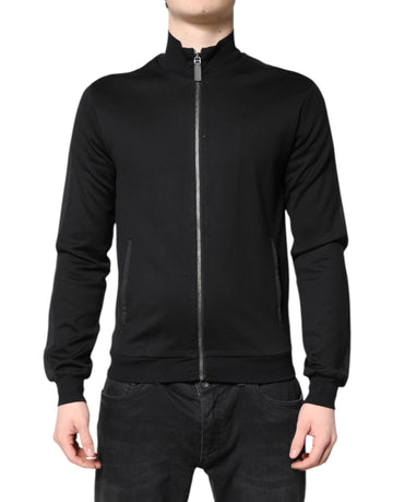 Dolce & Gabbana Black Cotton Logo Full Zip Men Bomber Jacket